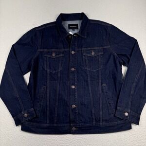 NWT Banana Republic Denim Trucker Jacket Men's XL Blue Dark Wash Button Front